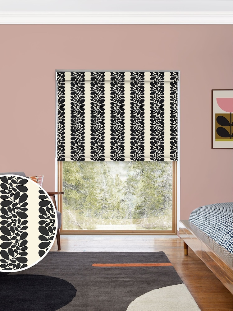 Orla Kiely Black Sycamore Stripe Made to Measure Roller Blind - Image 1 of 6
