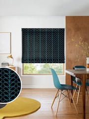 Orla Kiely Evergreen and Black Linear Stem Made to Measure Roman 100% Cotton Blinds - Image 1 of 6