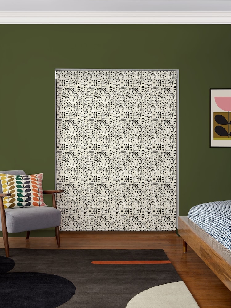 Orla Kiely Vintage Lace Natural Criss-Cross Stem Made to Measure Roman 100% Cotton Blind - Image 2 of 6