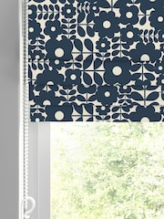 Orla Kiely Navy Blue Criss-Cross Stem Made to Measure Roman 100% Cotton Blinds - Image 2 of 6