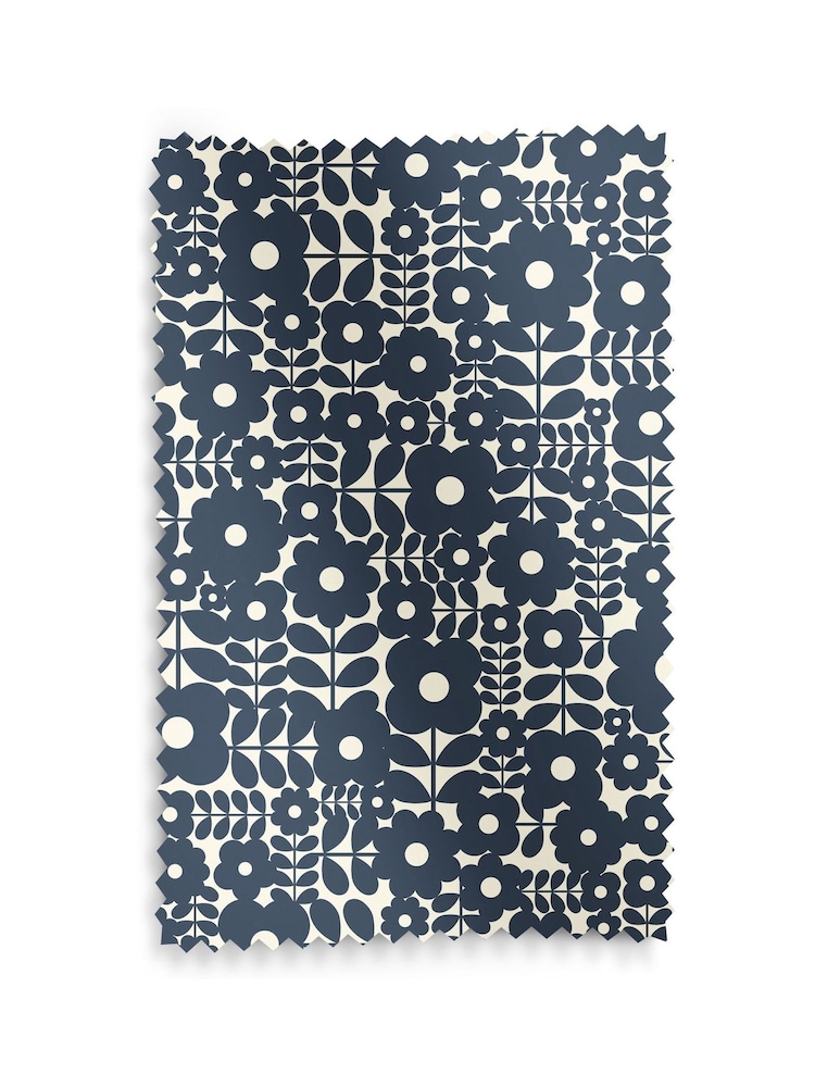 Orla Kiely Navy Blue Criss-Cross Stem Made to Measure Roman 100% Cotton Blinds - Image 6 of 6