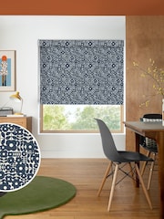 Orla Kiely Navy Blue Criss-Cross Stem Made to Measure Roller Blind - Image 1 of 6