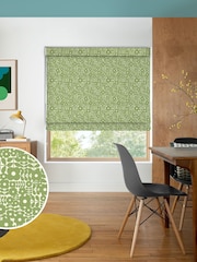 Orla Kiely Basil Green Criss-Cross Stem Made to Measure Roman 100% Cotton Blind - Image 1 of 6
