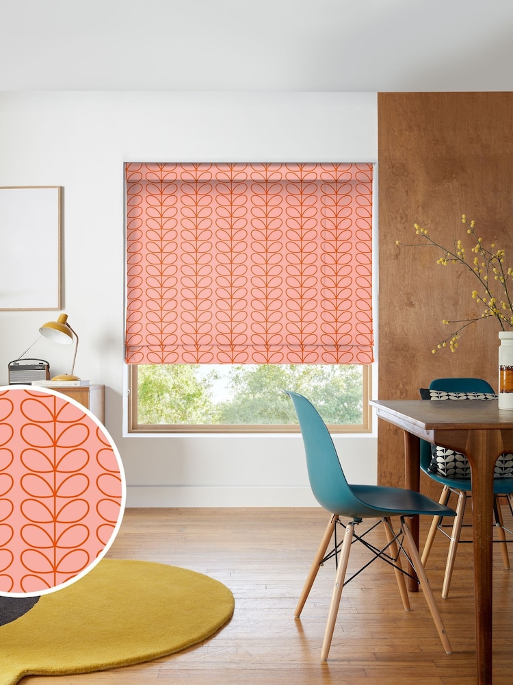 Orla Kiely Tomato and Pink Linear Stem Made to Measure 100% Cotton Roman Blind - Image 1 of 6