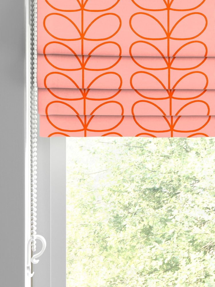 Orla Kiely Tomato and Pink Linear Stem Made to Measure 100% Cotton Roman Blind - Image 2 of 6