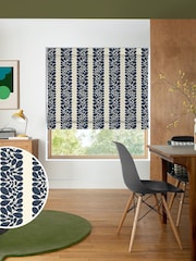 Orla Kiely Navy Blue Sycamore Stripe Made to Measure 100% Cotton Roman Blind - Image 1 of 6