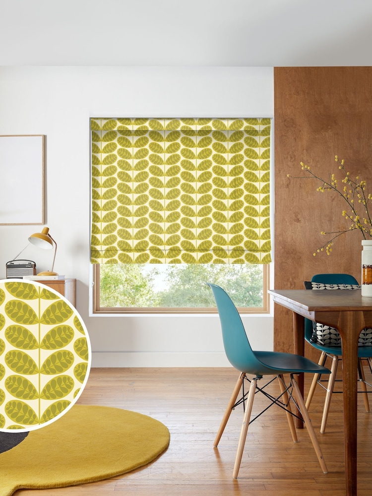 Orla Kiely Yellow Botanica Stem Made to Measure Roman 100% Cotton Blind - Image 1 of 6