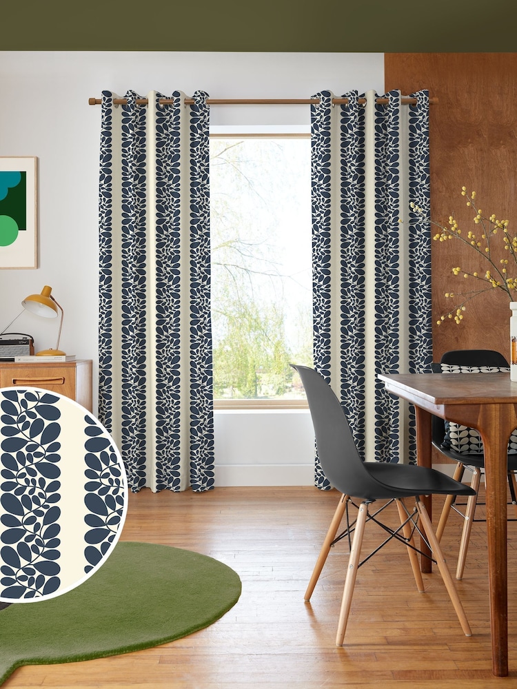 Orla Kiely Navy Blue Sycamore Stripe Made to Measure Curtains - Image 1 of 9