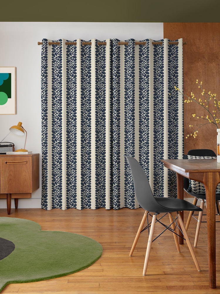 Orla Kiely Navy Blue Sycamore Stripe Made to Measure Curtains - Image 2 of 9