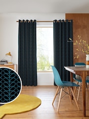 Orla Kiely Evergreen and Black Linear Stem Made to Measure Curtains - Image 1 of 9