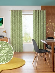 Orla Kiely Basil Green Criss-cross Stem Made to Measure 100% Cotton Curtains - Image 1 of 9