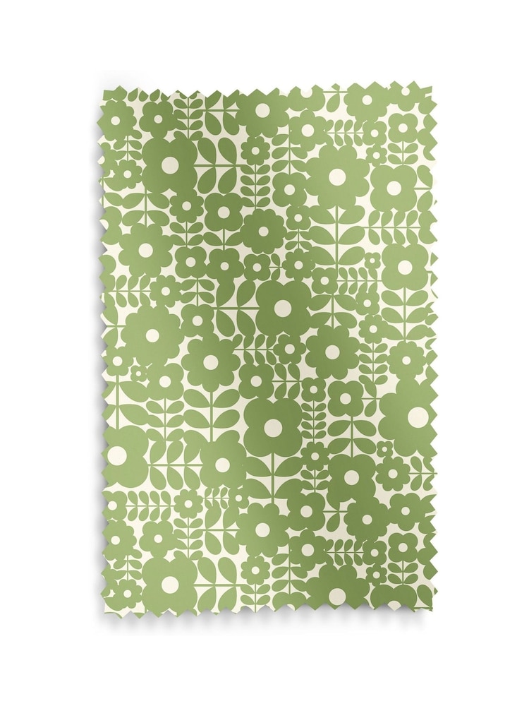 Orla Kiely Basil Green Criss-cross Stem Made to Measure 100% Cotton Curtains - Image 9 of 9