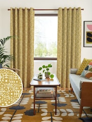 Orla Kiely Sunflower Yellow Criss-cross Stem Made to Measure 100% Cotton Curtains - Image 1 of 9
