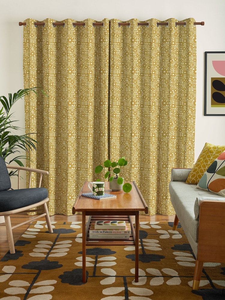 Orla Kiely Sunflower Yellow Criss-cross Stem Made to Measure 100% Cotton Curtains - Image 2 of 9