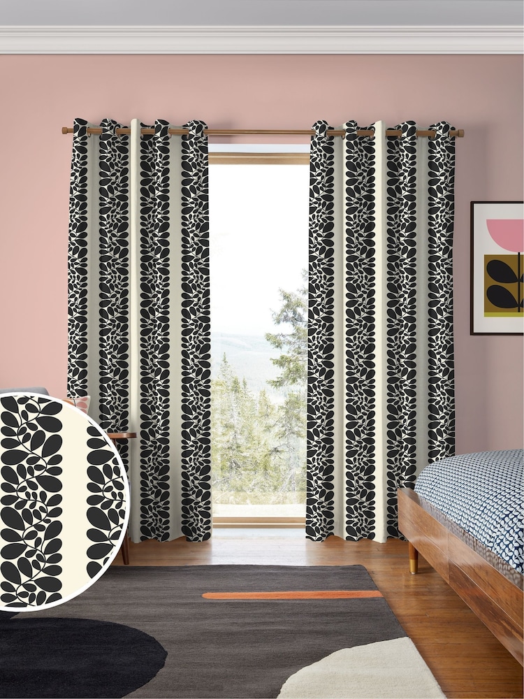 Orla Kiely Black Sycamore Stripe Made to Measure Curtains - Image 1 of 9