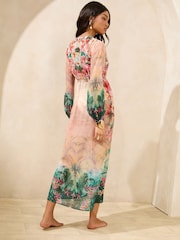 Lipsy Tropical Printed Sheer Maxi Kimono - Image 4 of 4