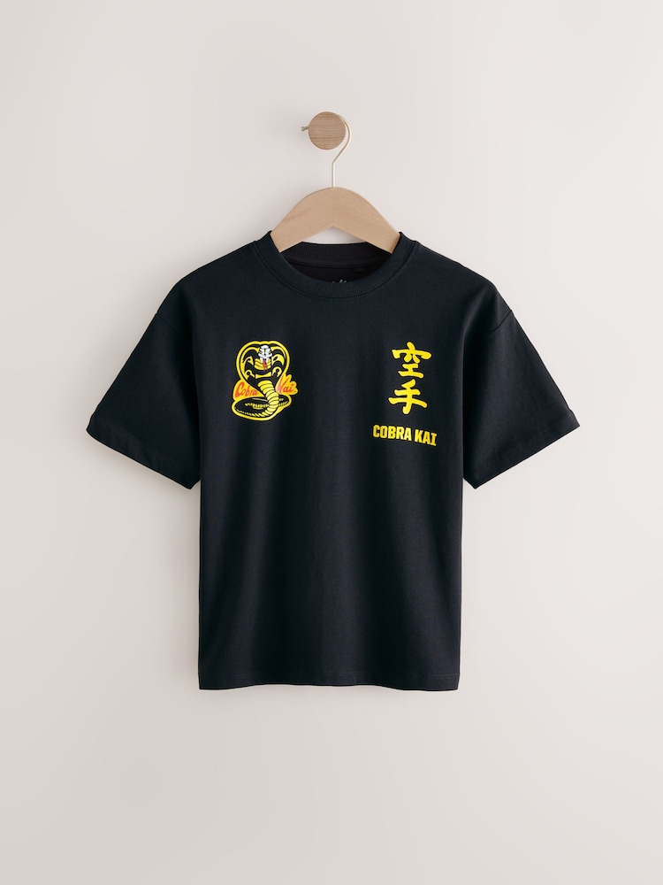 Black Cobra Kai Short Sleeve 100% Cotton T-Shirt (3-16yrs) - Image 1 of 4