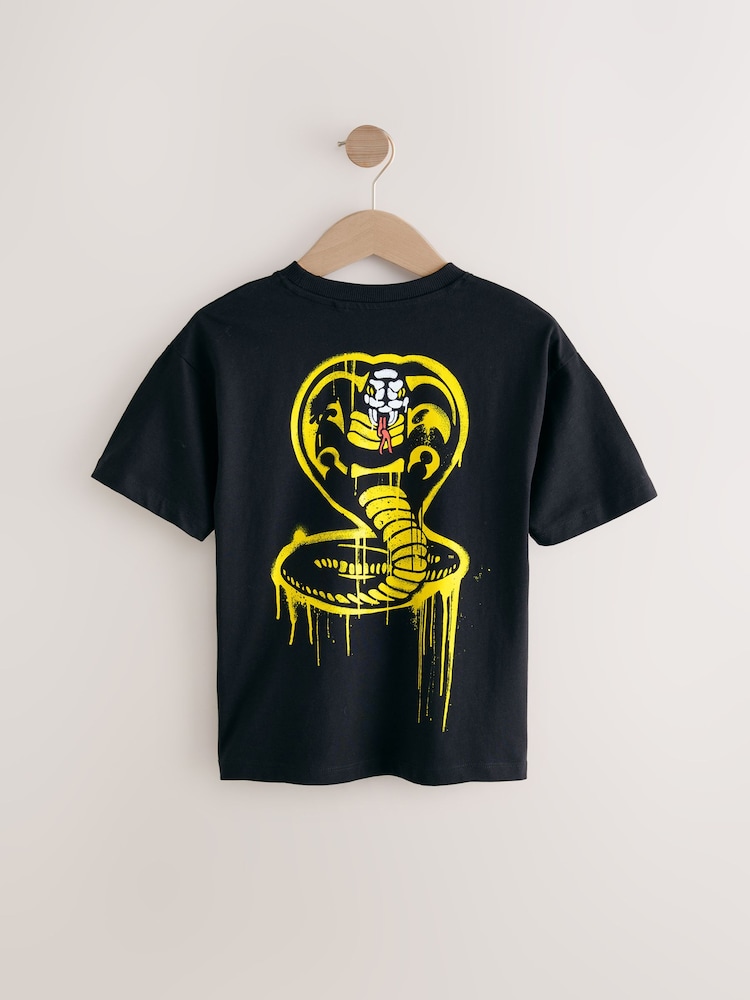 Black Cobra Kai Short Sleeve 100% Cotton T-Shirt (3-16yrs) - Image 2 of 4