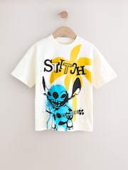 Ecru White Lilo And Stitch Short Sleeve 100% Cotton T-Shirt (3-10yrs) - Image 1 of 2