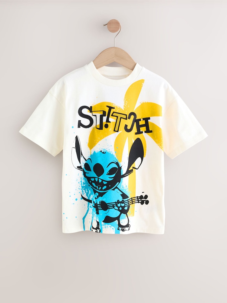 Ecru White Lilo And Stitch Short Sleeve 100% Cotton T-Shirt (3-10yrs) - Image 1 of 2 Ecru White Lilo And Stitch Short Sleeve 100% Cotton T-Shirt (3-10yrs) - Image 1 of 2