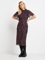 PixieGirl Petite Red Animal Print Mesh Midi Dress - Image 1 of 5