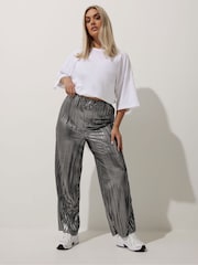 Yours Curve Silver Limited Pleated Trousers - Image 3 of 6