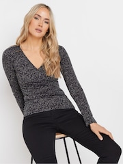 Long Tall Sally Grey Abstract Wrap Top - Image 1 of 5