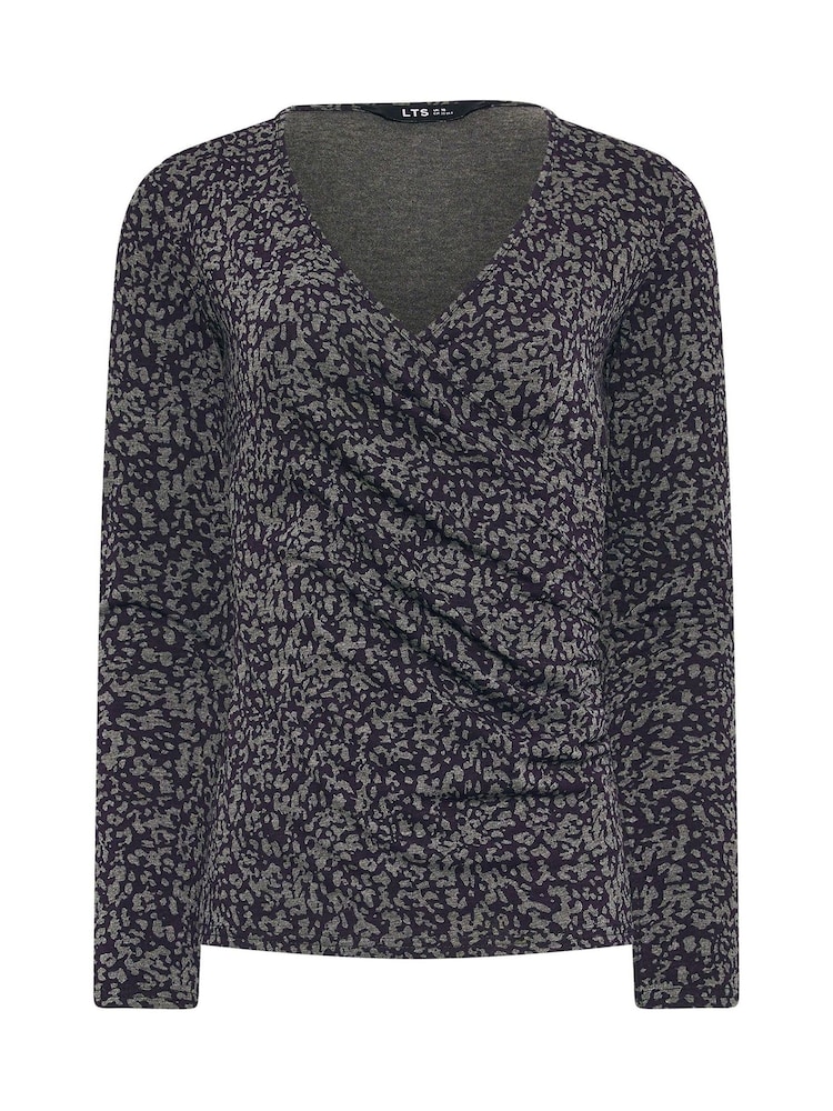 Long Tall Sally Grey Abstract Wrap Top - Image 5 of 5