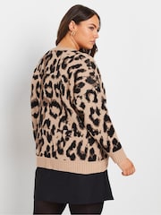 Yours Curve Black Leopard Print Limited Bow Skirt - Image 3 of 5