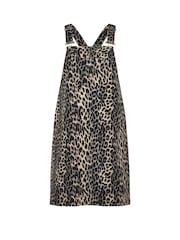 Yours Curve Brown Limited Leopard Print Denim Pinafore - Image 5 of 5