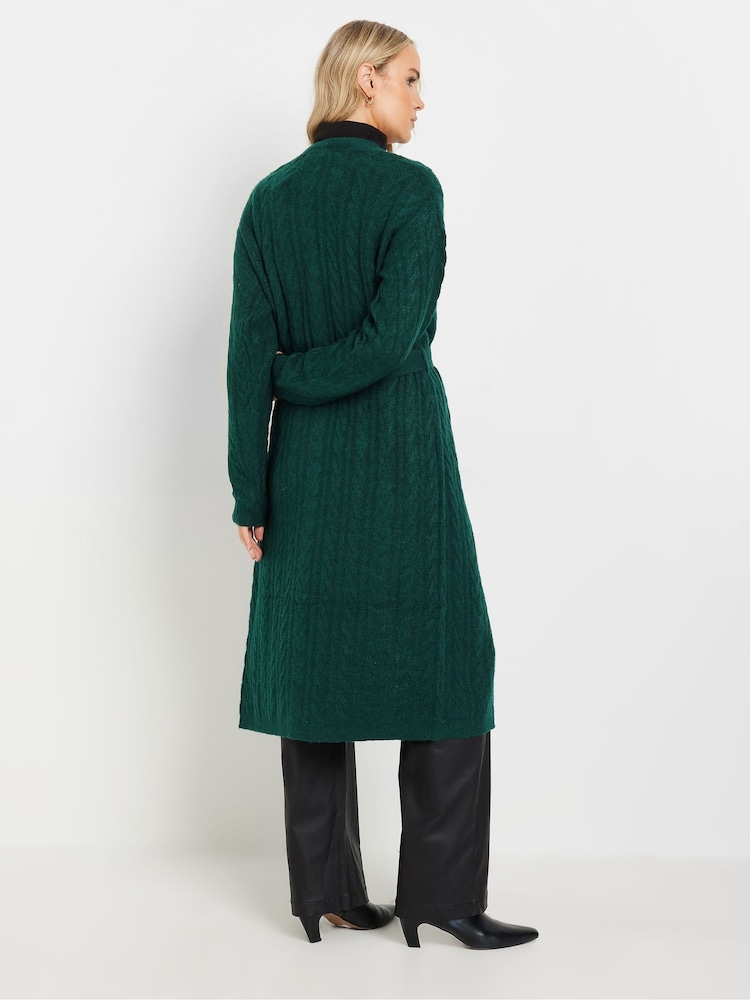 Long Tall Sally Green Cable Midi Cardigan - Image 3 of 5