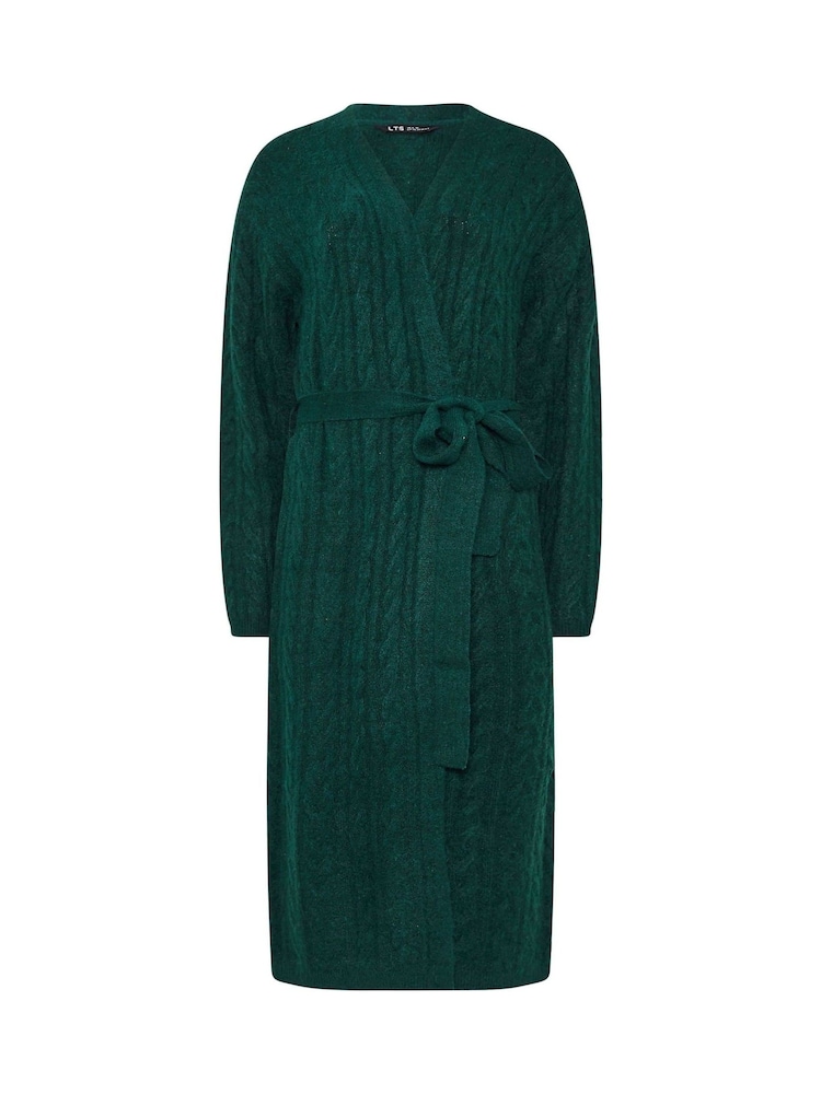 Long Tall Sally Green Cable Midi Cardigan - Image 5 of 5