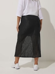 Yours Curve Black Limited Leopard Print Fishtail Skirt - Image 3 of 5