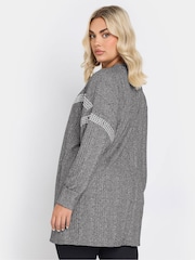 Yours Curve Grey Chevron Studded Ribbed Jumper - Image 3 of 5