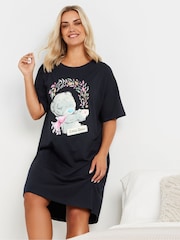 Yours Curve Navy Blue Tatty Teddy Cosy Days Sleep 100% Cotton T-Shirt Nightdress - Image 3 of 5