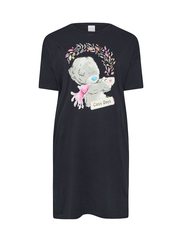 Yours Curve Navy Blue Tatty Teddy Cosy Days Sleep 100% Cotton T-Shirt Nightdress - Image 5 of 5