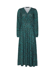 Long Tall Sally Green Animal Print Wrap Dress - Image 7 of 7