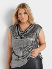 Yours Curve Silver Limited Cowl Neck Vest - Image 1 of 5