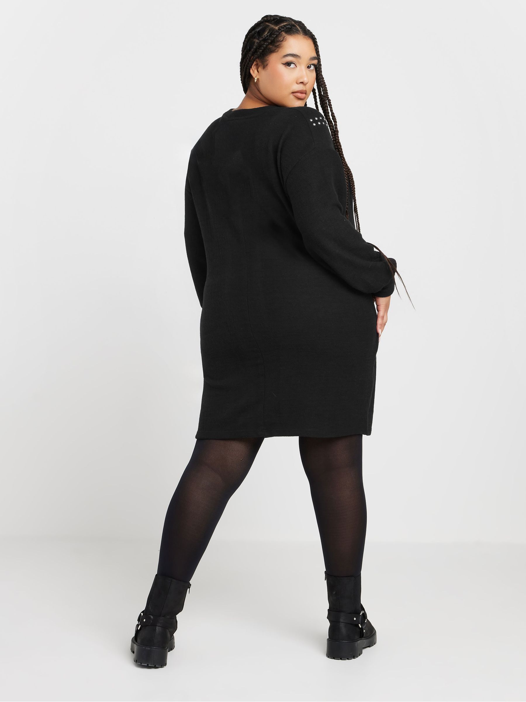 Buy Yours Curve Black Asymetric Studded Dress from Next USA