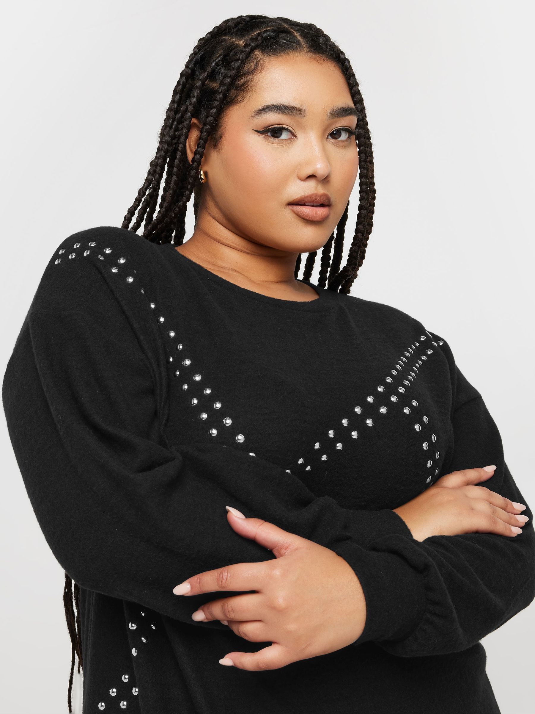 Buy Yours Curve Black Asymetric Studded Dress from Next USA