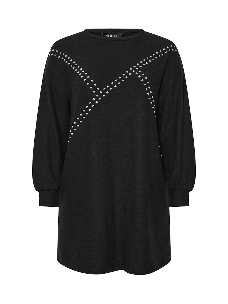 Preto - Yours Curve Asimétrico Studded Dress - Imagem 5 de 5