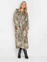 Long Tall Sally Natural Animal Print Shirred Midaxi Dress - Image 1 of 5