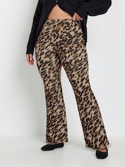 Yours Curve Brown Limited Leopard Flare Trousers - Image 2 of 6