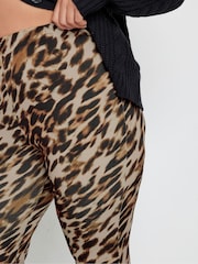 Yours Curve Brown Limited Leopard Flare Trousers - Image 5 of 6