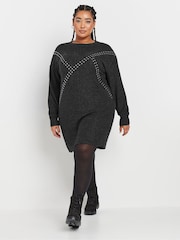 Cinza - Yours Curve Asimétrico Studded Dress - Imagem 2 de 5