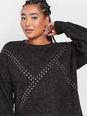 Cinza - Yours Curve Asimétrico Studded Dress - Imagem 4 de 5