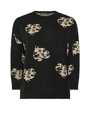 Yours Curve Black Limited Leopard Print Heart Jumper - Image 5 of 5