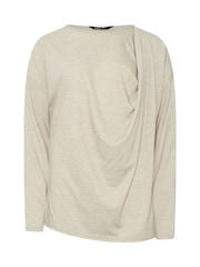Long Tall Sally Stone Brown Long Sleeve Draped Front Top - Image 5 of 5