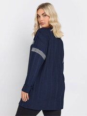 Yours Curve Blue Chevron Studded Ribbed Jumper - Image 3 of 5