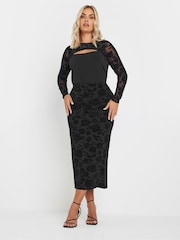 Yours Curve Black Limited Flock Top - Image 2 of 5
